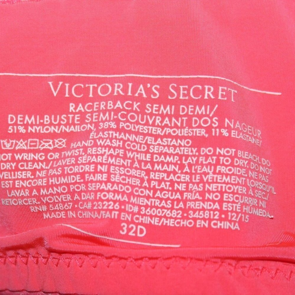 ✨2/$20 Victoria's Secret Racerback Semi Demi Bra Pink Spacedye Size 32D HW8122 - Picture 5 of 6